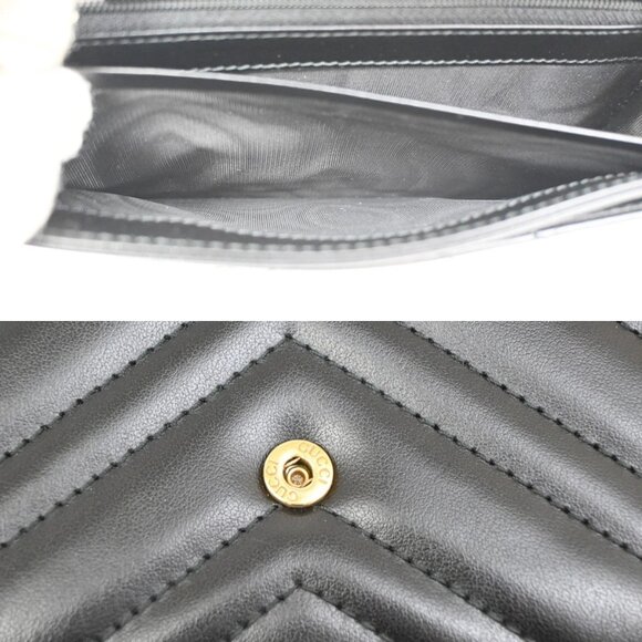 GUCCI Marmont Continental GG Long Bifold Wallet Leather Black GHW 81TA043 - Picture 9 of 16